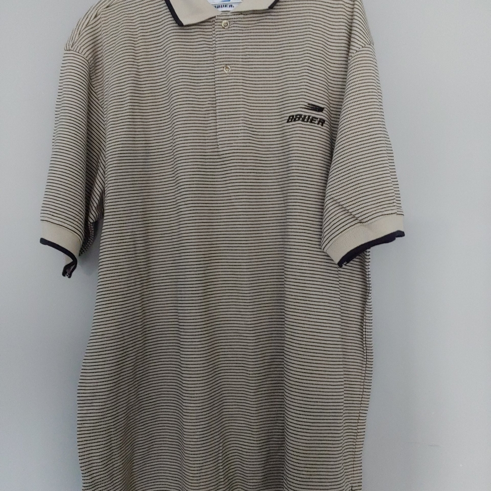 Bauer Men's Striped Polo Shirt - Black and Cream